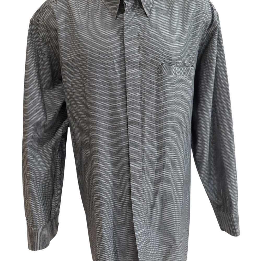 XXL Zanella Men's Blue Silver Chevron Pattern Hidden Button Shirt Made In Italy